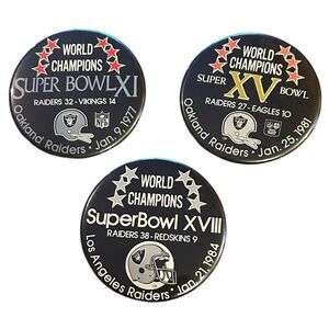 Vintage Raiders Super Bowl Champion Pins Set